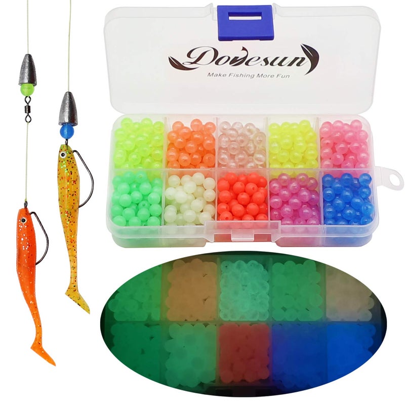 Dovesun Fishing Beads - Glow in Dark, Colorful Floating Beads for Saltwater Fishing Rigs - 10 Colors, 6mm/0.24in (600pcs) - Image 1